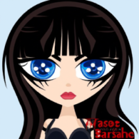 Chibi woman face as Valorant agent with with blue eyes, nice makeup and really long dark brown hair and long lashes 